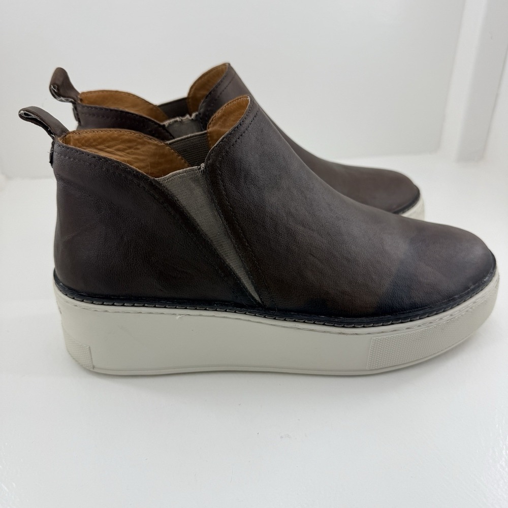 J/Slides Mika Platform Chelsea Sneaker Booties Womens 8.5 Brown Leather Slip On - Picture 9 of 11